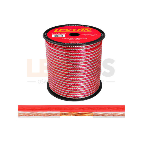 KABEL GŁOŚNIKOWY PRZEWÓD 2X4.00 CCA OFC CZARNO-CZERWONY LEXTON ROLK...
