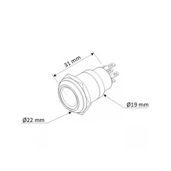WYŁĄCZNIK WANDALOODPORNY 19MM LED PUNKTOWY ZIELONY