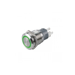 WYŁĄCZNIK WANDALOODPORNY 19MM LED PUNKTOWY ZIELONY