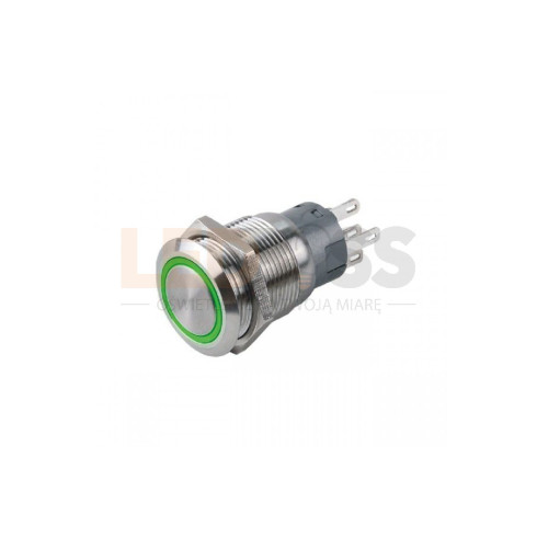 WYŁĄCZNIK WANDALOODPORNY 19MM LED PUNKTOWY ZIELONY