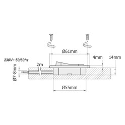 WYŁĄCZNIK PRZEŁĄCZNIK MEBLOWY WM230 WPUSZCZANY SREBRNY