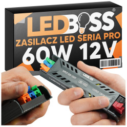 ZASILACZ 12V 60W ULTRA SLIM PRO TRANSFORMATOR DO TAŚM LED Z ZACISKAMI LEDBOSS