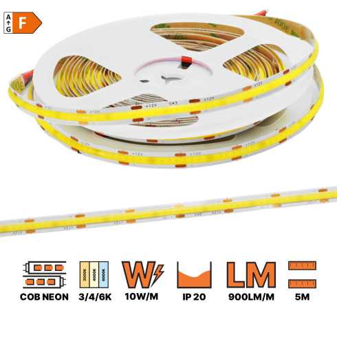 TAŚMA LED COB 5M 4000K 320LED/m BARWA NEUTRALNA 10W/M 900lm/m IP20 ...