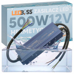 ZASILACZ 12V 500W 41.6A WODOODPORNY TAŚM LED HERMETYCZNY METALOWY LEDBOSS