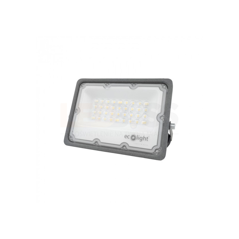 HALOGEN NAŚWIETLACZ LED BIAŁY ZIMNY 30W 6500K 3000LM CZARNY ECOLIGHT IP65