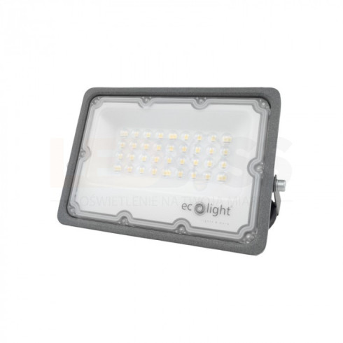 HALOGEN NAŚWIETLACZ LED BIAŁY ZIMNY 30W 6500K 3000LM CZARNY ECOLIGHT IP65