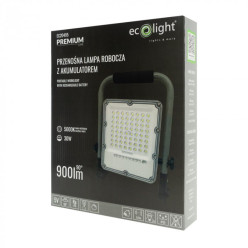 NAŚWIETLACZ HALOGEN PRZENOŚNY ROBOCZY LAMPA LED Z AKUMULATOREM 30W 5000K