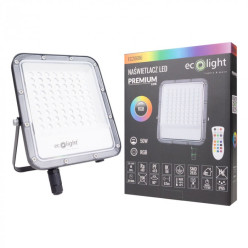 NAŚWIETLACZ LED HALOGEN ZEWNĘTRZNY 50W BARWA ZMIENNA RGB+6500K Z PILOTEM