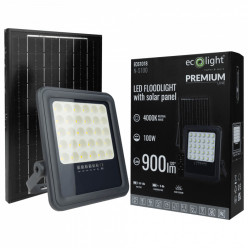 NAŚWIETLACZ SOLARNY 100W LED + PILOT ZESTAW MONTAŻOWY ECOLIGHT NEUTRALNY
