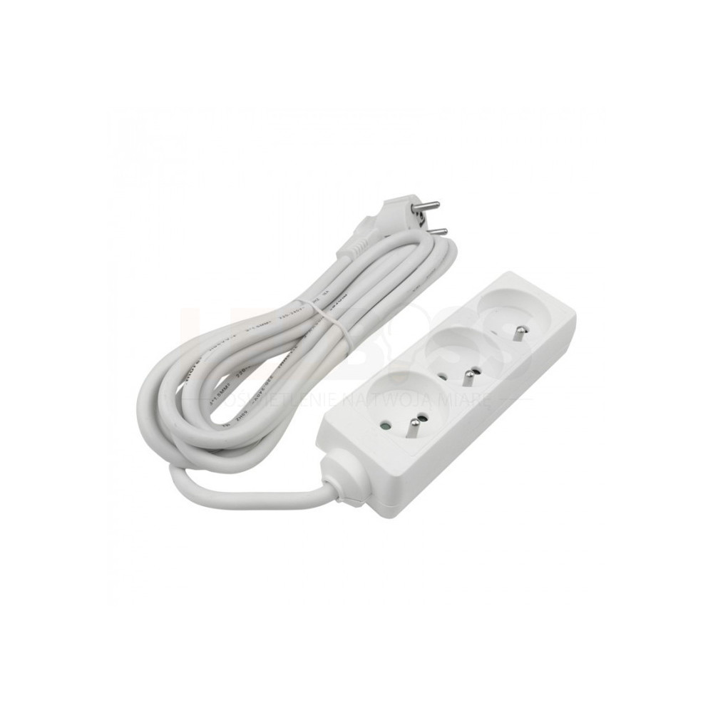 PRZEDŁUŻACZ LISTWA ZASILAJĄCA 3 GNIAZDA 3M Z UZIEMIENIEM 3X1.5MM BIAŁY