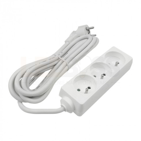 PRZEDŁUŻACZ LISTWA ZASILAJĄCA 3 GNIAZDA 3M Z UZIEMIENIEM 3X1.5MM BIAŁY