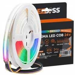 TAŚMA LED COB RGB + CCT 24V 5M ROLKA 576 DIOD 21W/M IP20 JEDNOLITA LEDBOSS