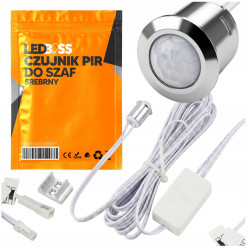 CZUJNIK RUCHU DO SZAF SZUFLAD MEBLI PIR 12V 24V WŁĄCZNIK LED SREBRNY LEDBOSS