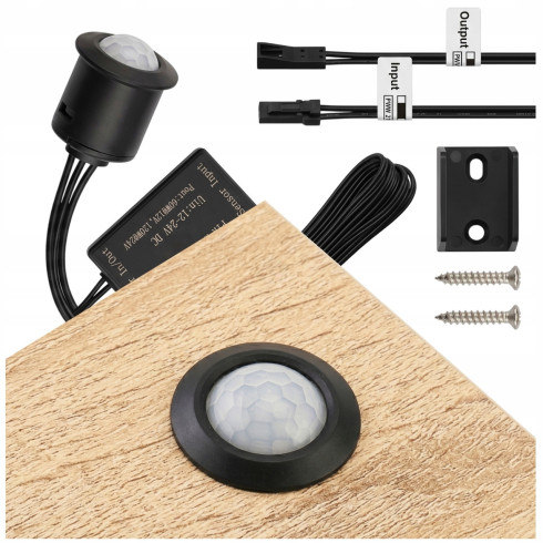 CZUJNIK RUCHU DO SZAF SZUFLAD MEBLI PIR 12V 24V WŁĄCZNIK LED GRAFIT LEDBOSS