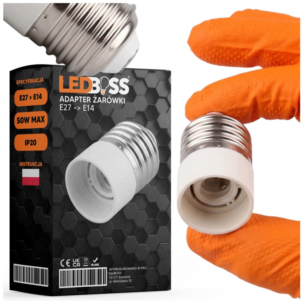 ADAPTER Z GNIAZDA E27 NA ŻARÓWKĘ E14 PRZEJŚCIÓWKA ŻARÓWKI LED REDUKCJA