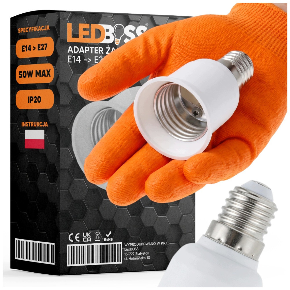 ADAPTER Z GNIAZDA E14 NA ŻARÓWKĘ E27 PRZEJŚCIÓWKA ŻARÓWKI LED REDUKCJA