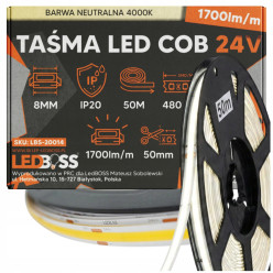TAŚMA LED COB NEON 24V 1700LM/M 50M 480LED/M MOCNA LINIA NEUTRALNA LEDBOSS