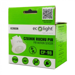 CZUJNIK RUCHU PIR WPUSZCZANY SUFITOWY BIAŁY LED 600W REGULOWANY ECO...