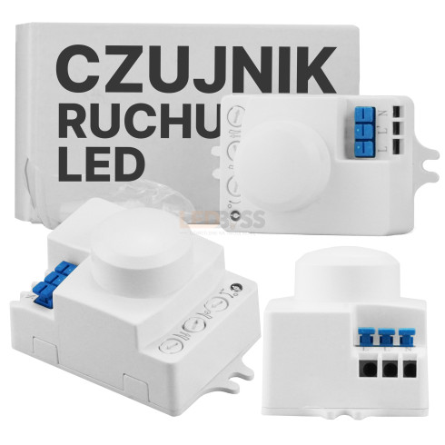 CZUJNIK RUCHU LED MIKROFALOWY Z REGULACJĄ 230V DETEKCJA 8M 1200W IP...