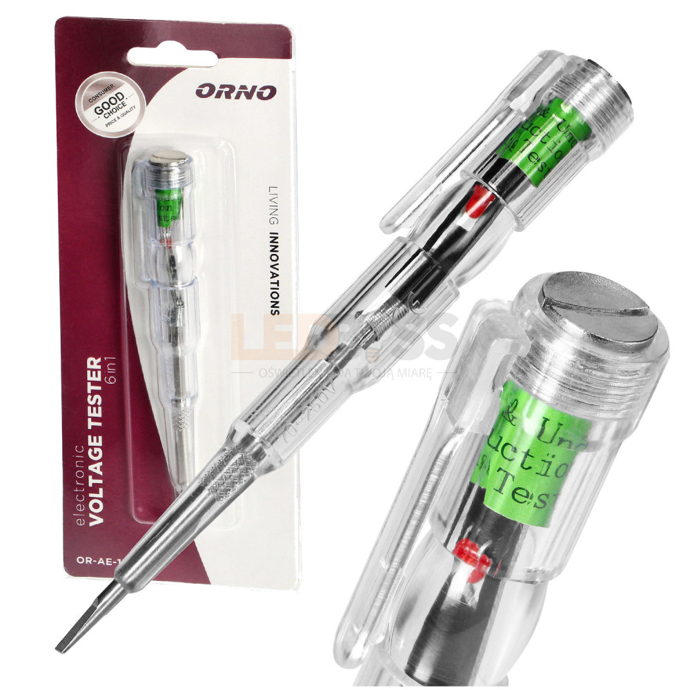PRÓBNIK ELEKTRONICZNY TESTER NAPIĘCIA 6W1 WSKAŹNIK PŁASKI GROT KONT...