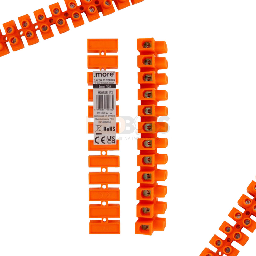 ZŁĄCZKA KABLOWA ZACISKOWA LISTWA KOSTKA 12 TOROWA 6MM 1SZT 10A